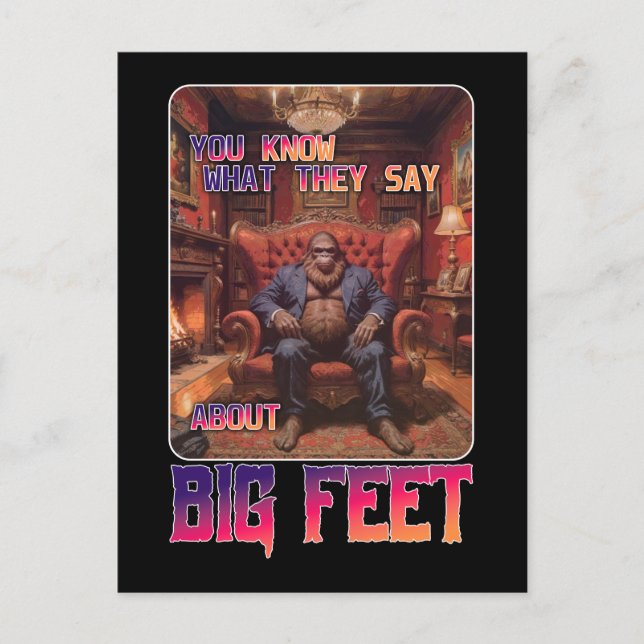 Funny Bigfoot Feet Meme Postkarte (Vorderseite)