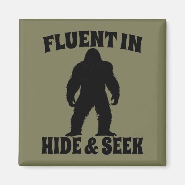 Funny Bigfoot - fließend in Verborgen und Suchen Magnet (Vorne)