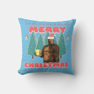 Funny Bigfoot - Frohe Weihnachten Kissen