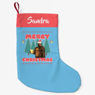 Funny Bigfoot - Frohe Weihnachten Personalisiert Kleiner Weihnachtsstrumpf