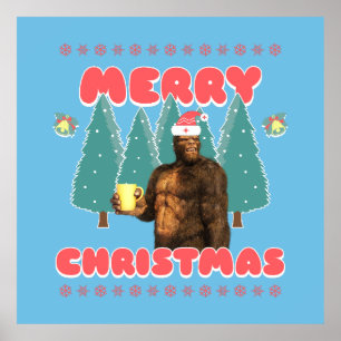 Funny Bigfoot - Frohe Weihnachten Poster