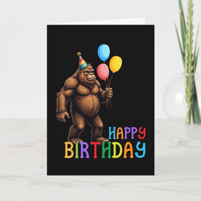 Funny BigFoot Geburtstagskarte mit Balloons Karte (Vorderseite)