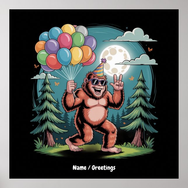 Funny Bigfoot Geburtstagsparty Bash Ballons Poster (Vorne)