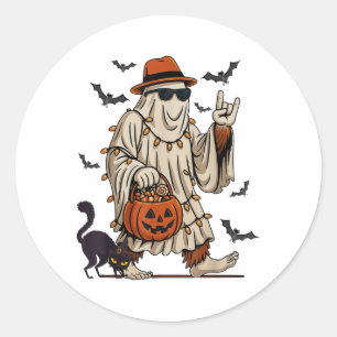 Funny Bigfoot Ghost Halloween Kostüm Sasquatch Bo Runder Aufkleber