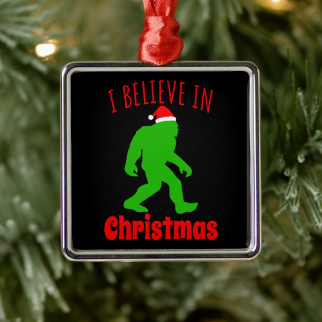 Funny Bigfoot glaube ich an Weihnachten Ornament Aus Metall (Baum)