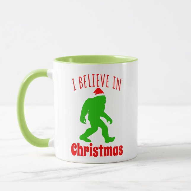Funny Bigfoot glaube ich an Weihnachten Tasse (Links)