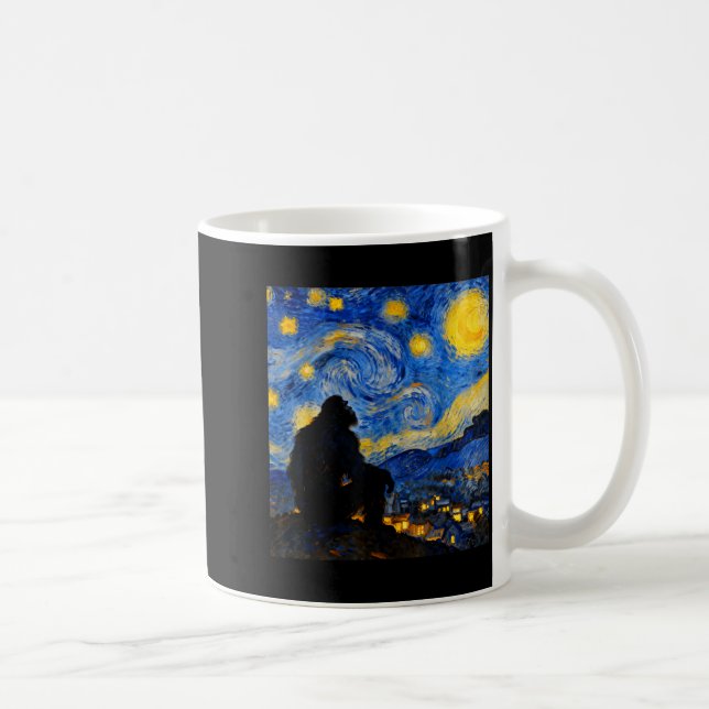 Funny Bigfoot Graphic Van Gogh Style Sasquatch Sta Kaffeetasse (Rechts)