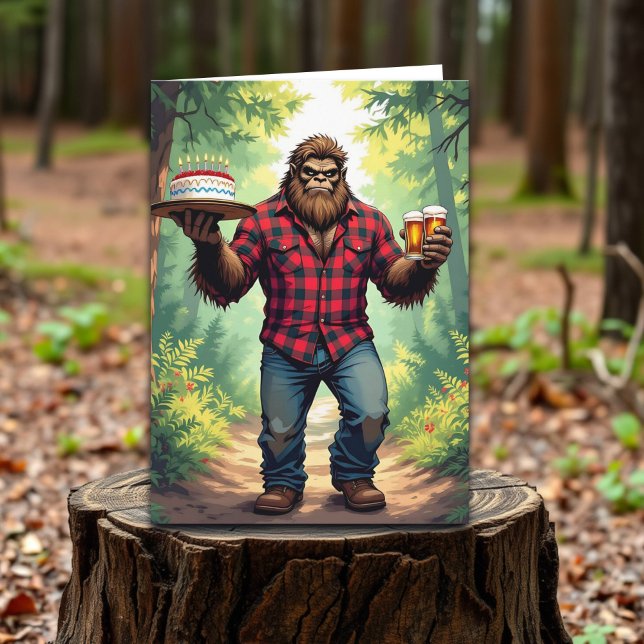 Funny Bigfoot Happy Birthday Husband Karte (Von Creator hochgeladen)