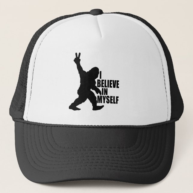 Funny Bigfoot-Ich glaube an mich selbst Truckerkappe (Vorderseite)