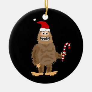 Funny Bigfoot in der Weihnachtsmannmütze Weihnacht Keramik Ornament