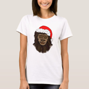 Funny Bigfoot In Weihnachtsmannmütze Sasquatch Spa T-Shirt