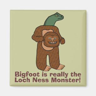 Funny Bigfoot Loch Ness Monster Magnet