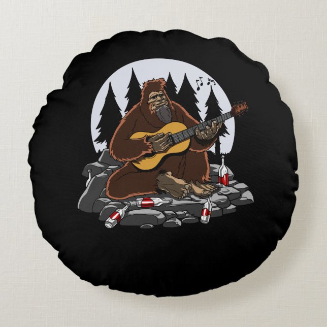 Funny Bigfoot Mountain Camping Wandern Rundes Kissen (Vorderseite)