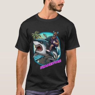 Funny Bigfoot Riding a Shark : Unglaublich witzig  T-Shirt