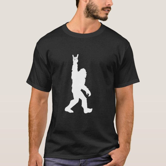Funny Bigfoot Rock and Roll Tshirt für Sasquatch B (Vorderseite)