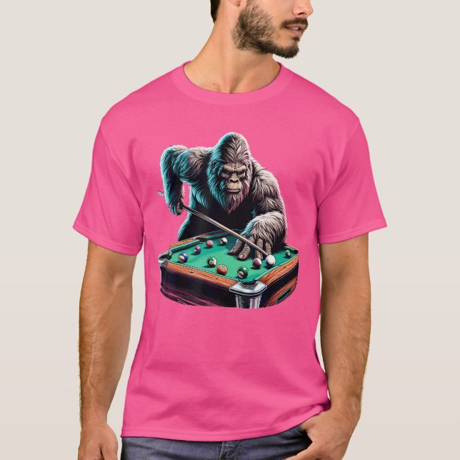Funny Bigfoot Sasquatch Billiards Pool Player Men  T-Shirt (Vorderseite)