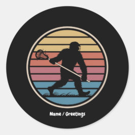 Funny Bigfoot Sasquatch Lacrosse Vintag Sunset Runder Aufkleber