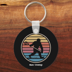 Funny Bigfoot Sasquatch Lacrosse Vintag Sunset Schlüsselanhänger