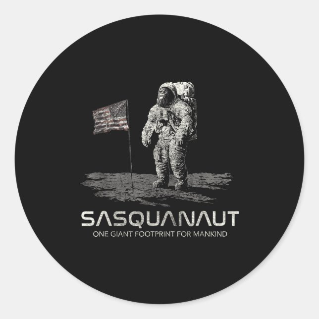 Funny Bigfoot Sasquatch Space Sasquanaut  Runder Aufkleber (Vorderseite)
