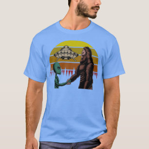 Funny Bigfoot Sasquatch und Alien UFO Entführung T-Shirt