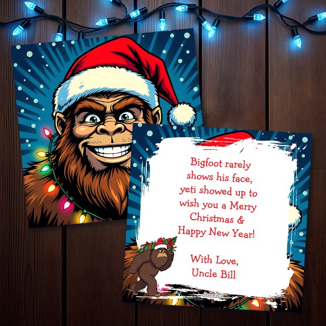 Funny Bigfoot Sasquatch Yeti Christmas Feiertagskarte (Von Creator hochgeladen)