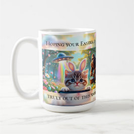 Funny Bigfoot UFO Easter | Cute Cat Bunny Selfie Kaffeetasse