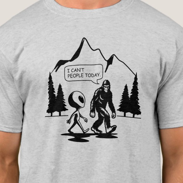Funny Bigfoot und Alien Anti Social Introvertierte T-Shirt (Von Creator hochgeladen)