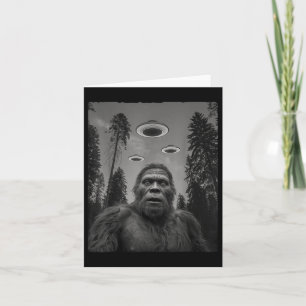 Funny Bigfoot und Ufo Selfie Karte