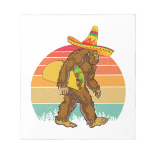 Funny Bigfoot Wandern mit großem Taco Notizblock