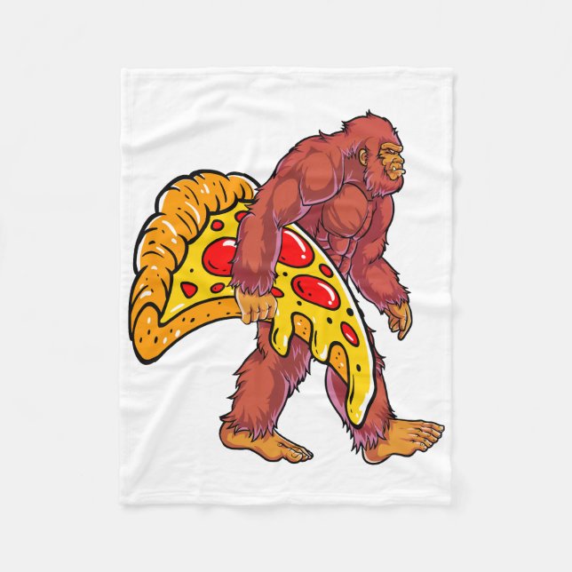 Funny Bigfoot Wandern mit großer Pizza Slice Fleecedecke (Vorderseite)