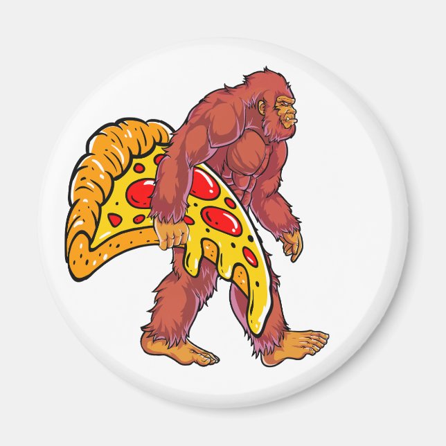 Funny Bigfoot Wandern mit großer Pizza Slice Magnet (Vorne)