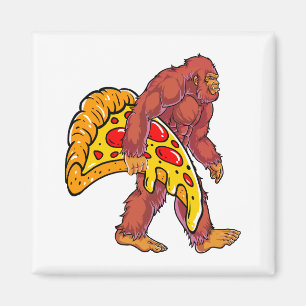 Funny Bigfoot Wandern mit großer Pizza Slice Magnet