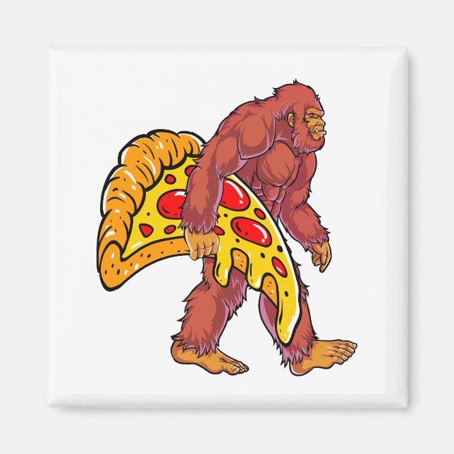 Funny Bigfoot Wandern mit großer Pizza Slice Magnet (Vorne)
