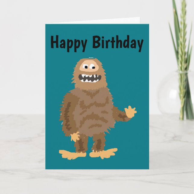 Funny Bigfoot Waving Original Art Karte (Vorderseite)