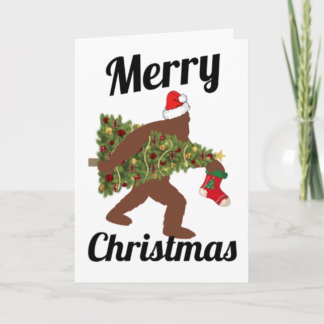 Funny Bigfoot Weihnachtsgrußkarte Karte (Vorderseite)
