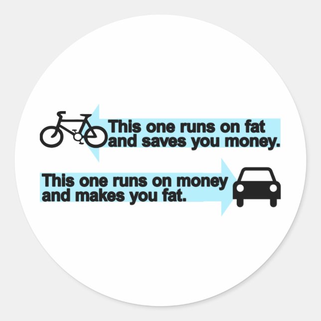 Funny Bike versus Auto Runder Aufkleber (Vorderseite)