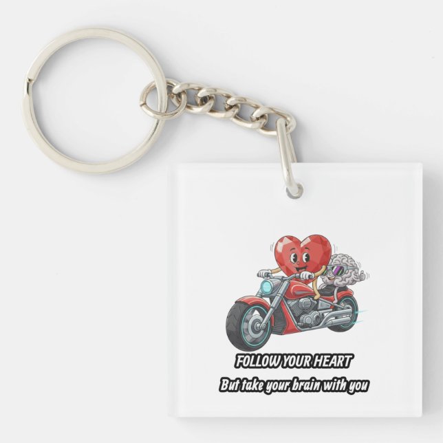 Funny biker heart follow your heart quote  schlüsselanhänger (Vorderseite)