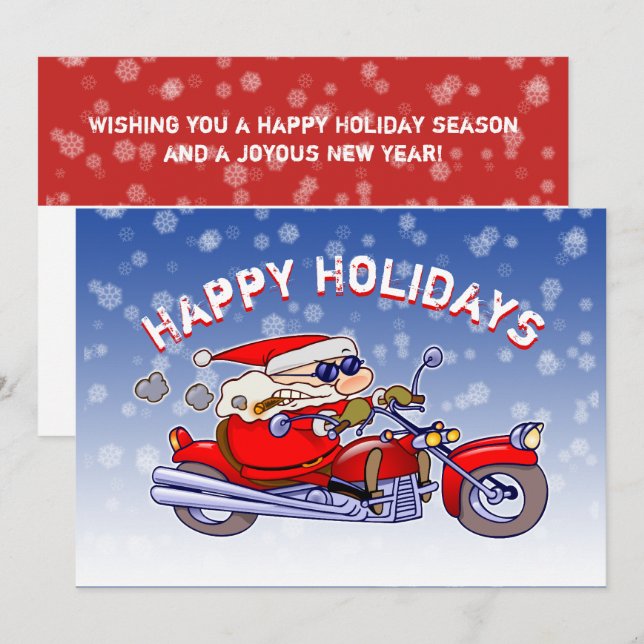 Funny Biker Weihnachtsmann Grußkarte Karte (Vorne/Hinten)