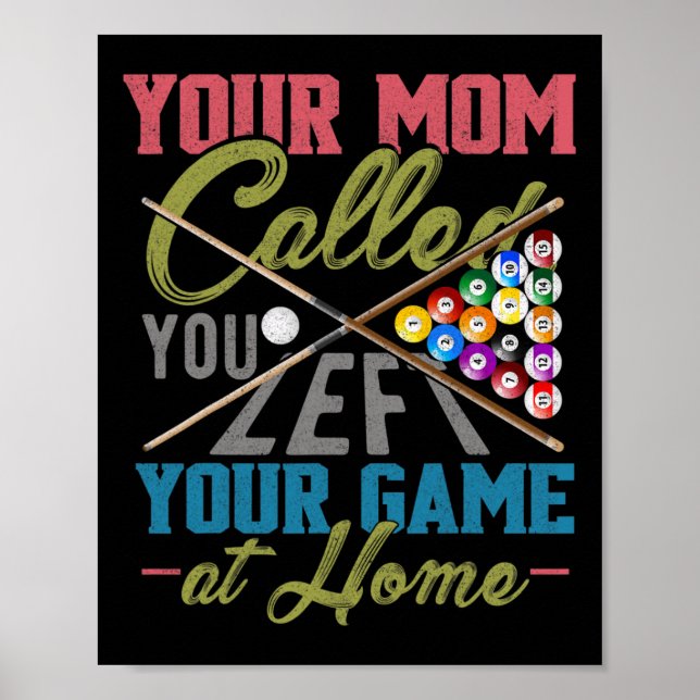 Funny Billiard Pool Cue Shirt Funny Pool Billiard Poster (Vorne)