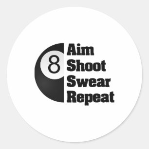 Funny Billiards 8-ll Pool Player Geschenk Runder Aufkleber