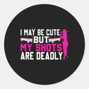 Funny Billiards Design of Women Pool Player Ladie Runder Aufkleber