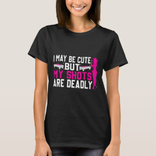 Funny Billiards Design of Women Pool Player Ladie T-Shirt