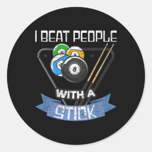 Funny Billiards Player Ich schlage Leute mit einem Runder Aufkleber