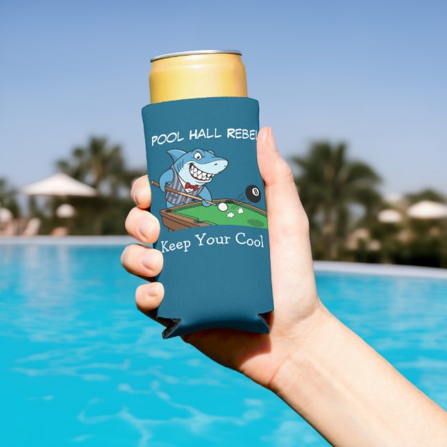 Funny Billiards Pool Hall Shark Theme Can Coolers Selters Dosenkühler (In Situ Pool)