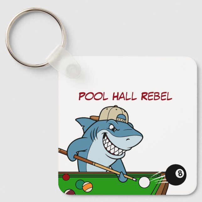 Funny Billiards Shark Pool Hall Rebel Keychains Schlüsselanhänger (Vorderseite)