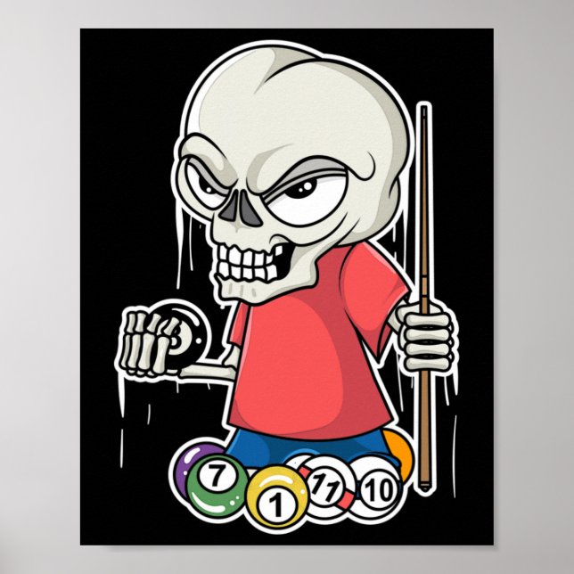 Funny Billiards Skull I Snooker Pool Player Gesche Poster (Vorne)