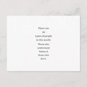 Funny Binary Math Computing Joke Gift Postkarte