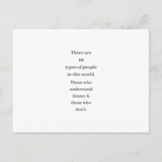 Funny Binary Math Computing Joke Gift Postkarte