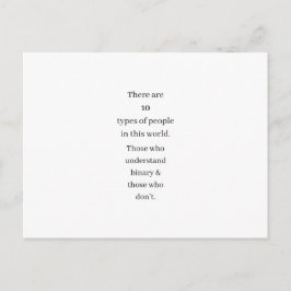 Funny Binary Math Computing Joke Gift Postkarte