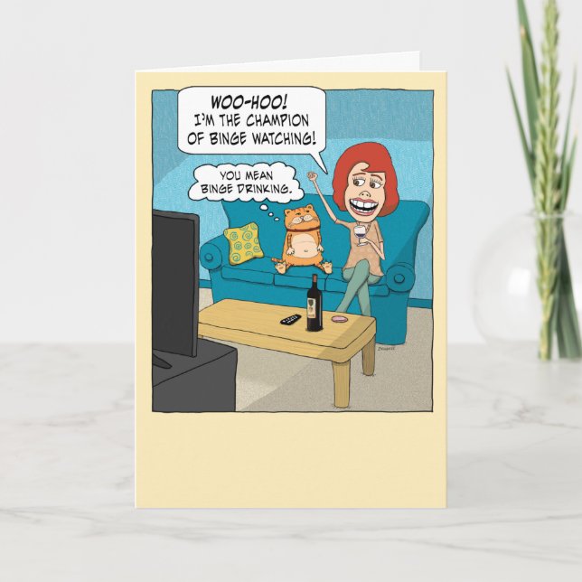Funny Binge Champion mit Grumpy Cat Geburtstag Karte (Vorderseite)